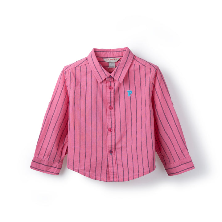 Poney Baby Boys Pink Striped Long Sleeve Shirt 7968