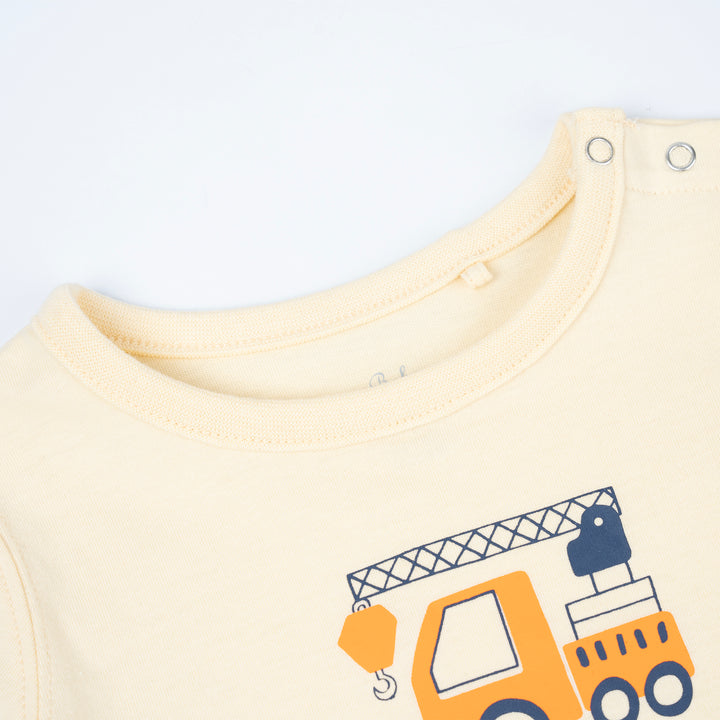 Poney Baby Boys Yellow Trucks Long Sleeve Top & Long Pants Set