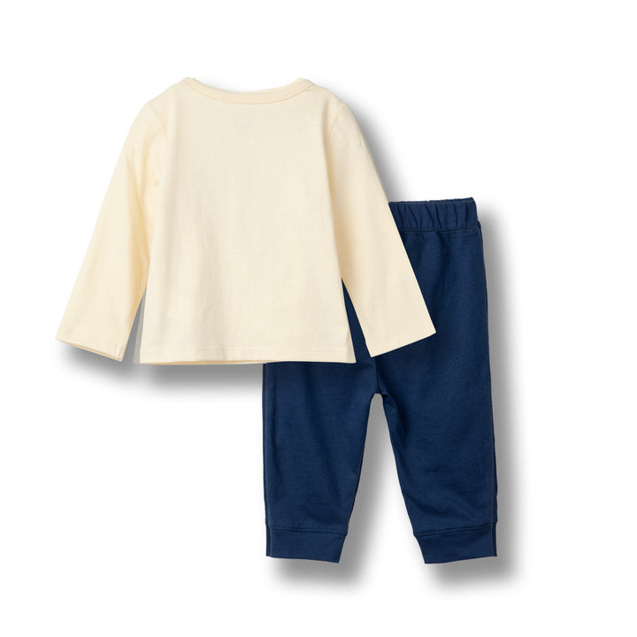 Poney Baby Boys Yellow Trucks Long Sleeve Top & Long Pants Set