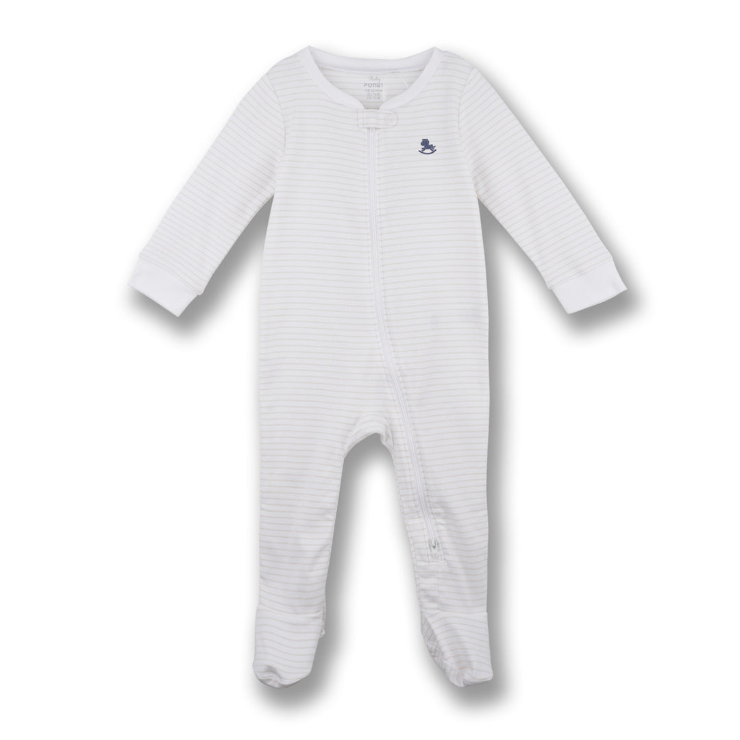 Poney Baby Boys Jasper Long Sleeve Sleepsuit with 2-Way Zipper & Booties