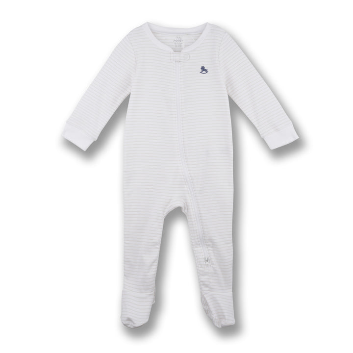 Poney Baby Boys Jasper Long Sleeve Sleepsuit with 2-Way Zipper & Booties