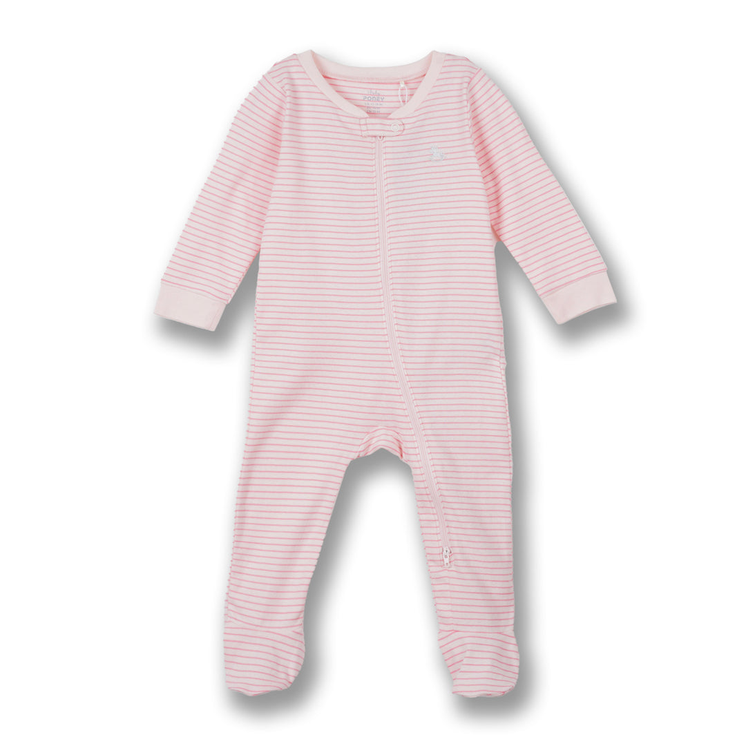 Poney Baby Girls Chloe Long Sleeve Sleepsuit with 2-Way Zipper & Booties
