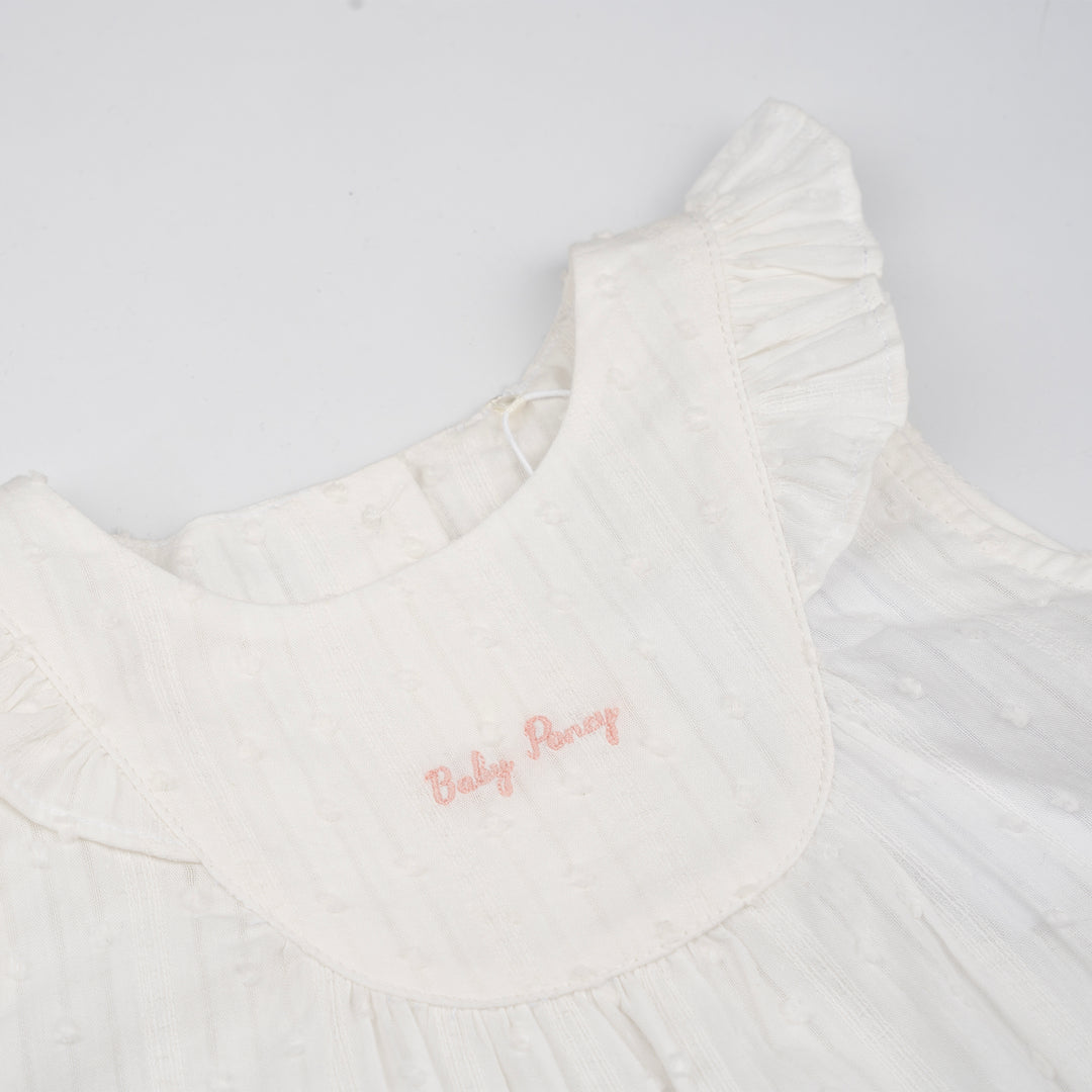 Poney Baby Girls White Charming Short Sleeve Blouse & Shorts Set