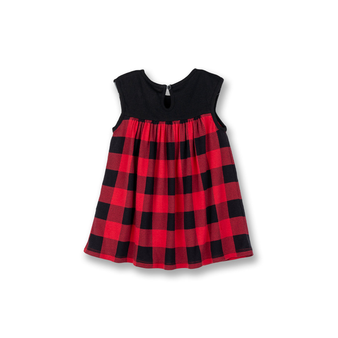 Poney Baby Girls Red Royal Checkered Sleeveless Dress