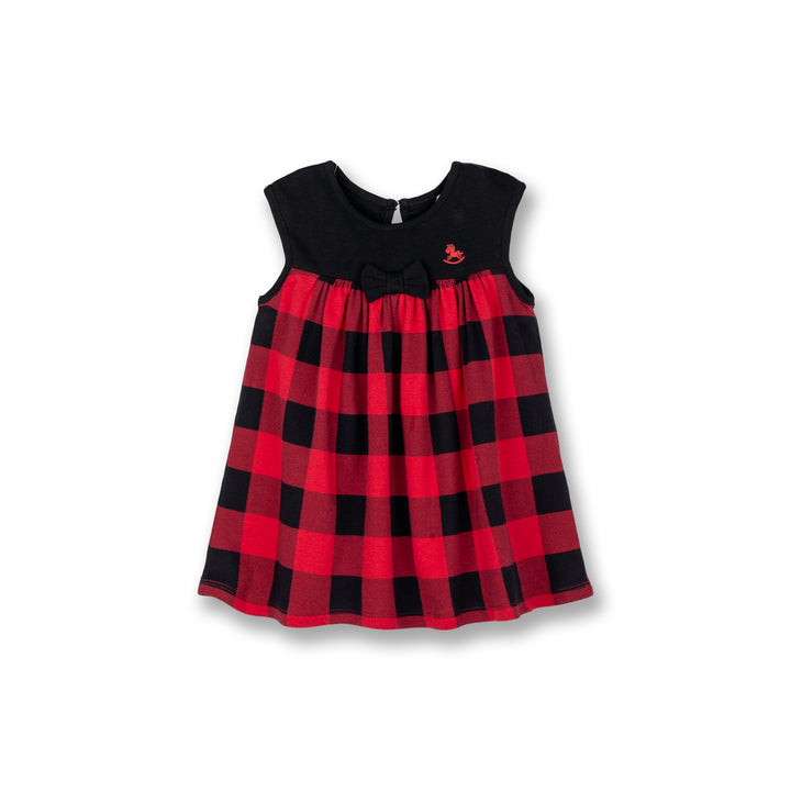 Poney Baby Girls Red Royal Checkered Sleeveless Dress