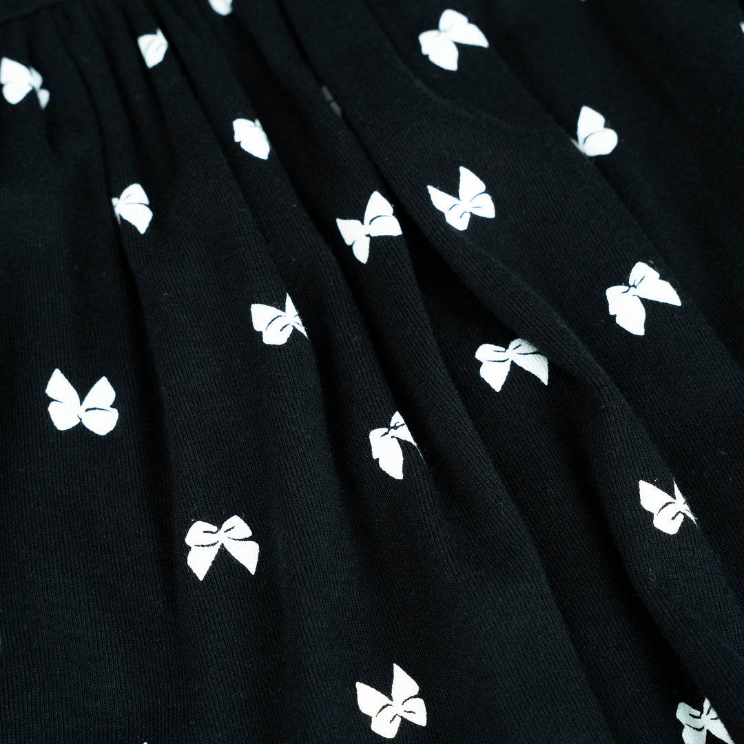 Poney Baby Girls Black Midnight Ribbon Short Sleeve Dress