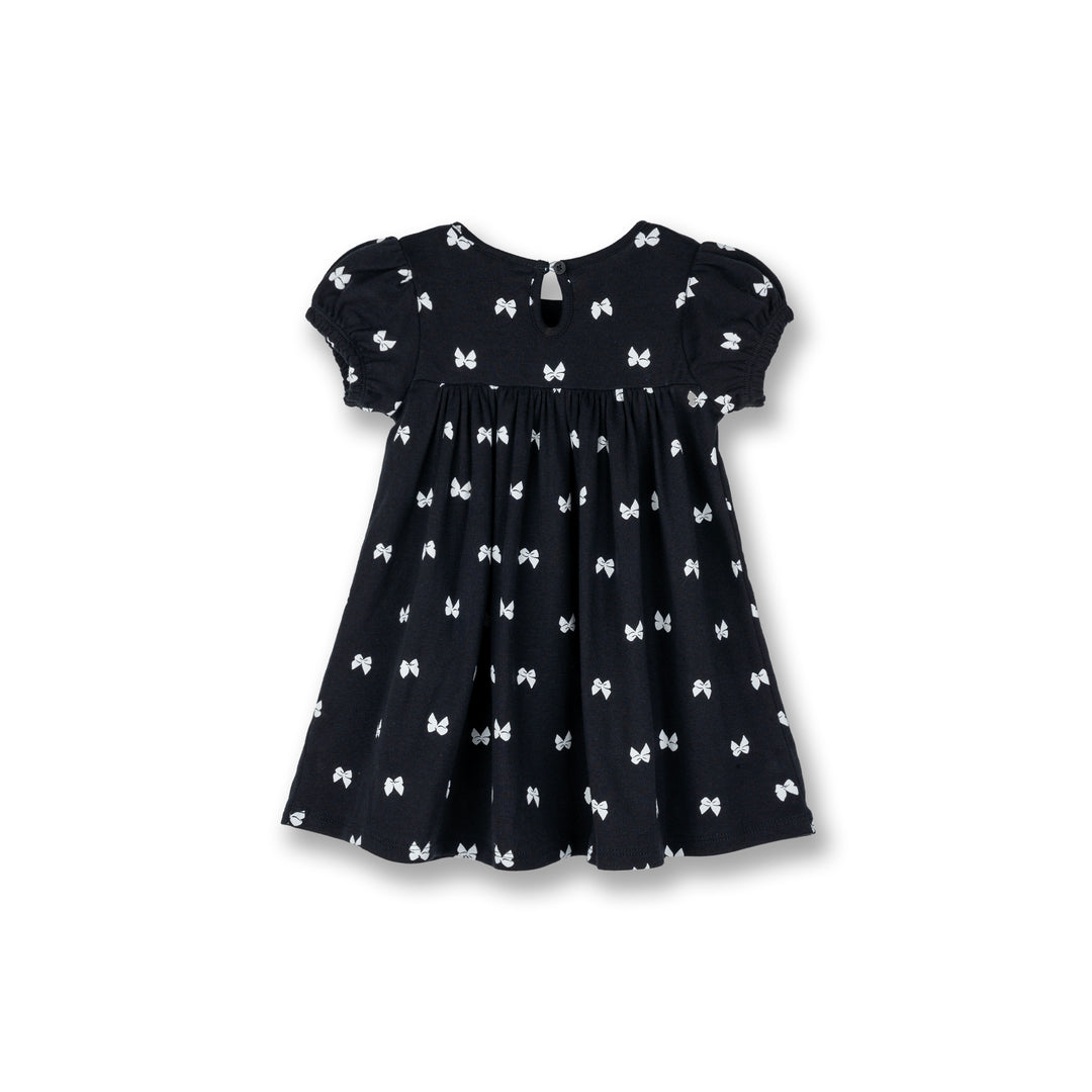 Poney Baby Girls Black Midnight Ribbon Short Sleeve Dress