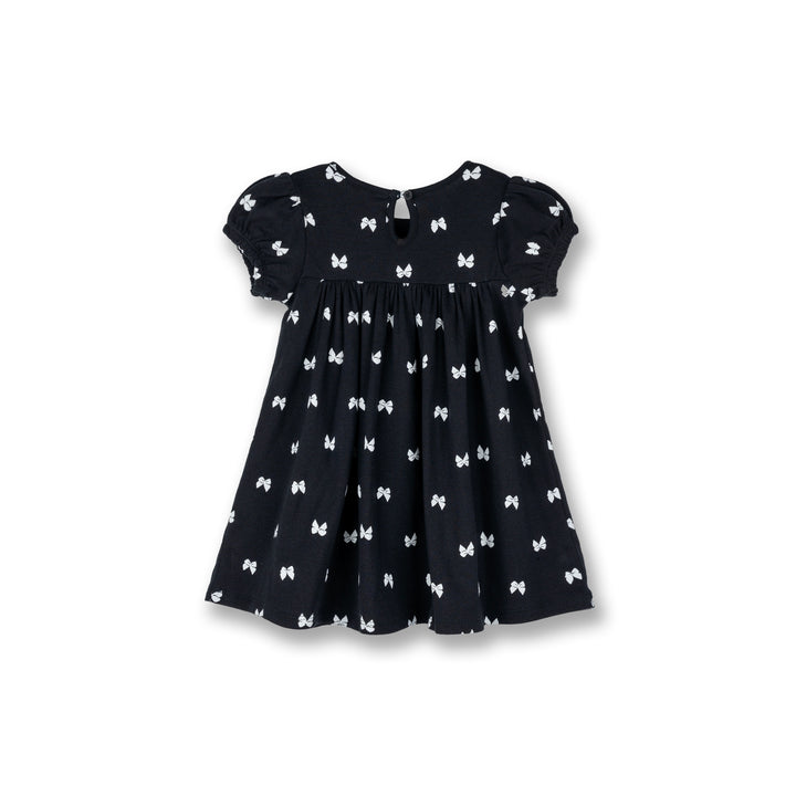 Poney Baby Girls Black Midnight Ribbon Short Sleeve Dress