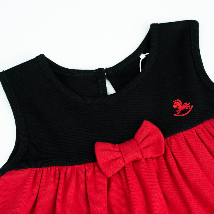 Poney Baby Girls Red Stunning Contrast Sleeveless Dress