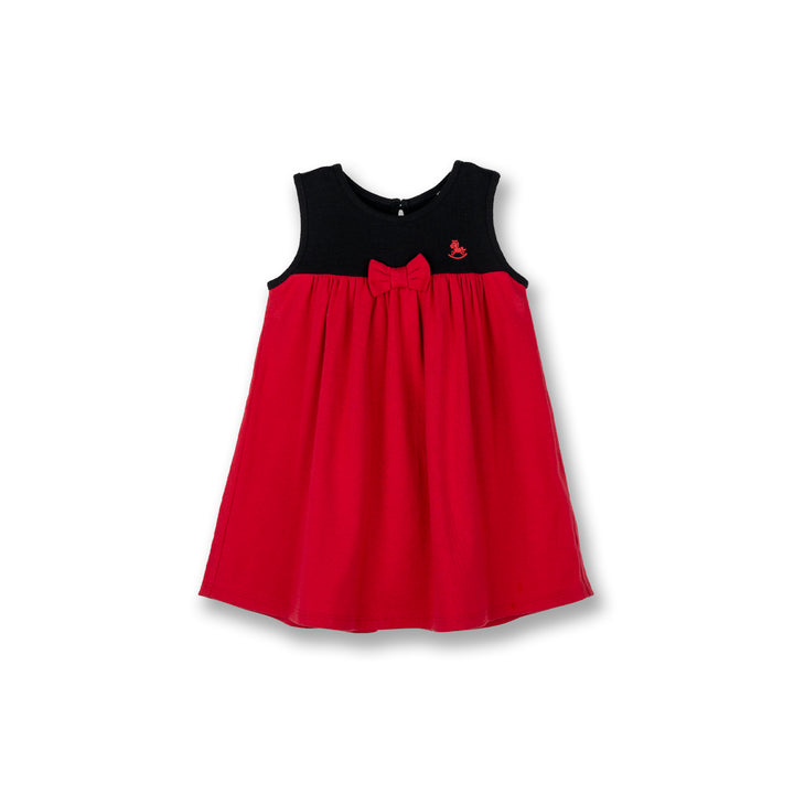 Poney Baby Girls Red Stunning Contrast Sleeveless Dress