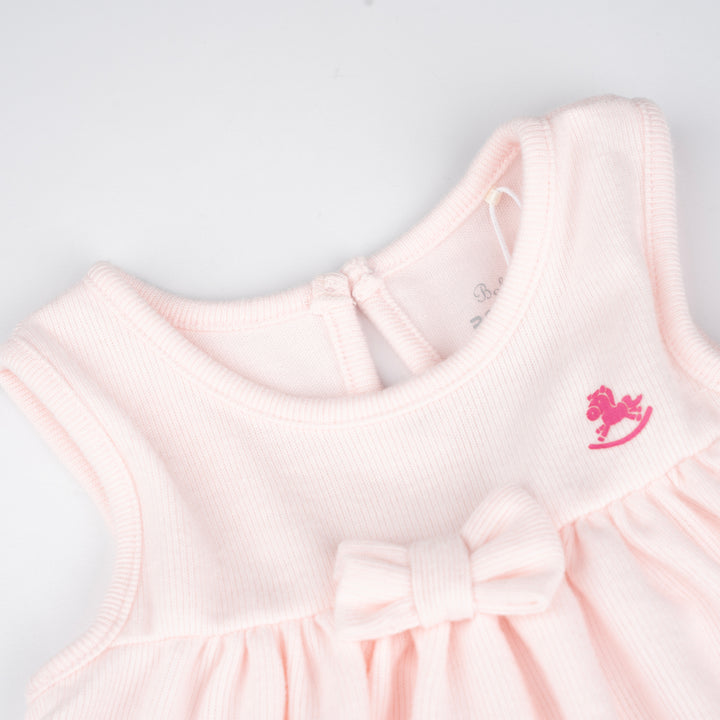 Poney Baby Girls Pink Classic Ribbon Sleeveless Dress