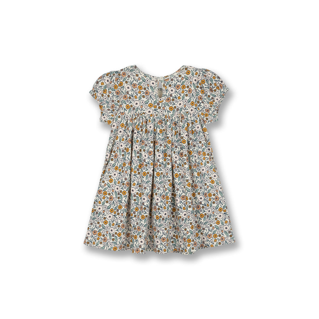 Poney Baby Girls Cream Flower Days Short Sleeve Dress