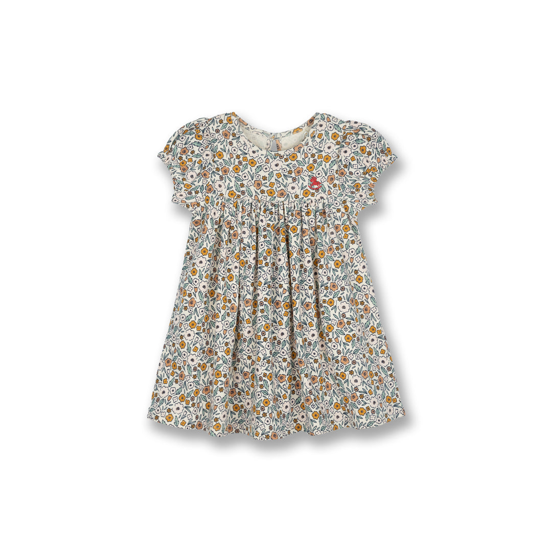 Poney Baby Girls Cream Flower Days Short Sleeve Dress