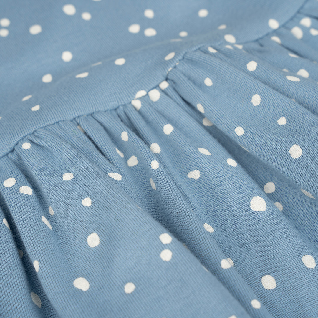 Poney Baby Girls Blue Pastel Dots Short Sleeve Dress