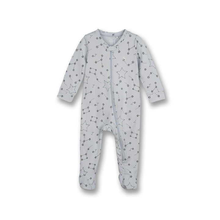 Poney Baby Boys Light Grey Starseeing Long Sleeve Sleepsuit With 2-Way Zipper & Booties