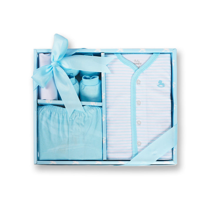 Poney Baby Boys Blue 4-Piece Set Gift Box