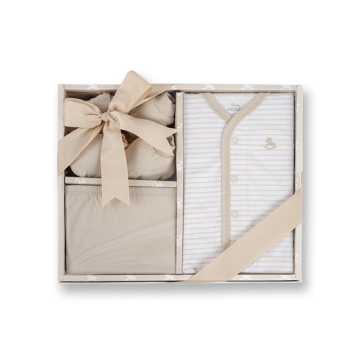 Poney Baby Unisex Khaki 4-Piece Set Gift Box