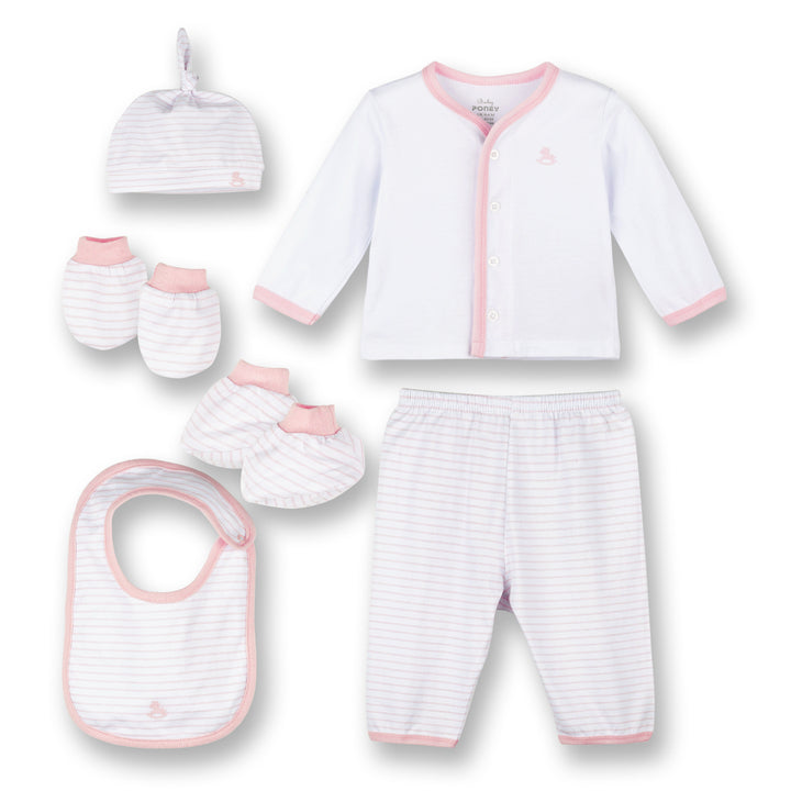 Poney Baby Girls Pink 6-Piece Set Gift Box