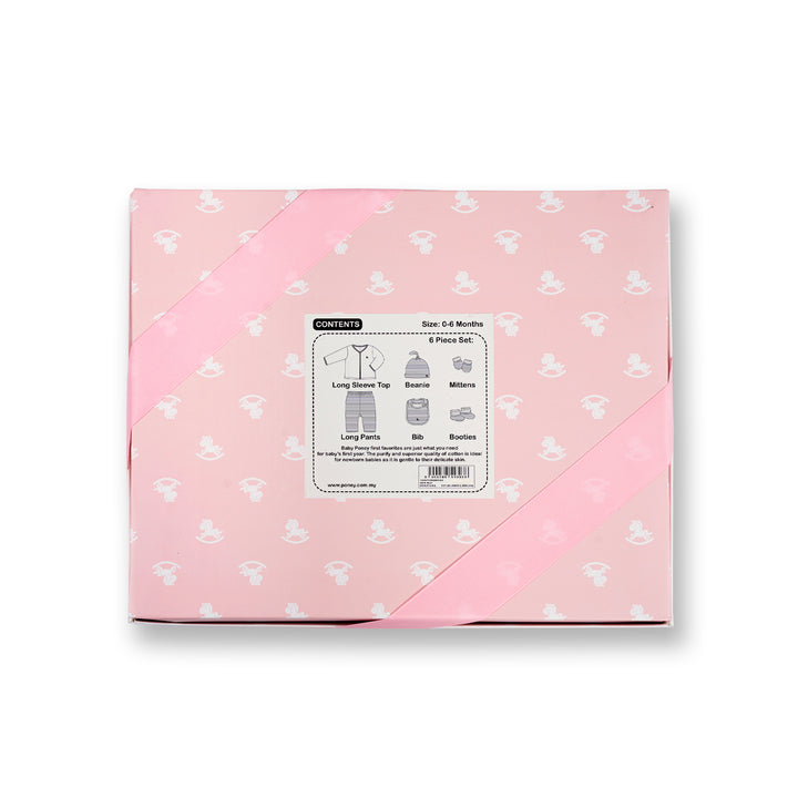 Poney Baby Girls Pink 6-Piece Set Gift Box