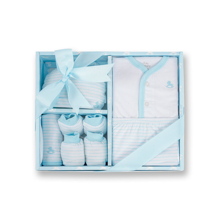 Poney Baby Boys Blue 6-Piece Set Gift Box