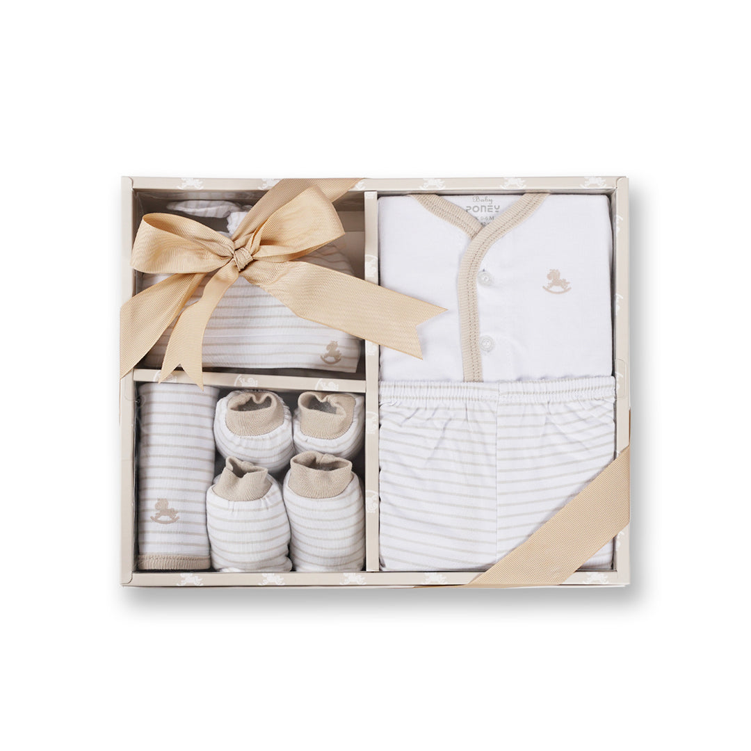 Poney Baby Unisex Khaki 6-Piece Set Gift Box