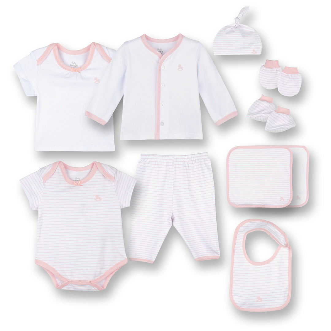 Poney Baby Girls Pink 10-Piece Set Gift Box