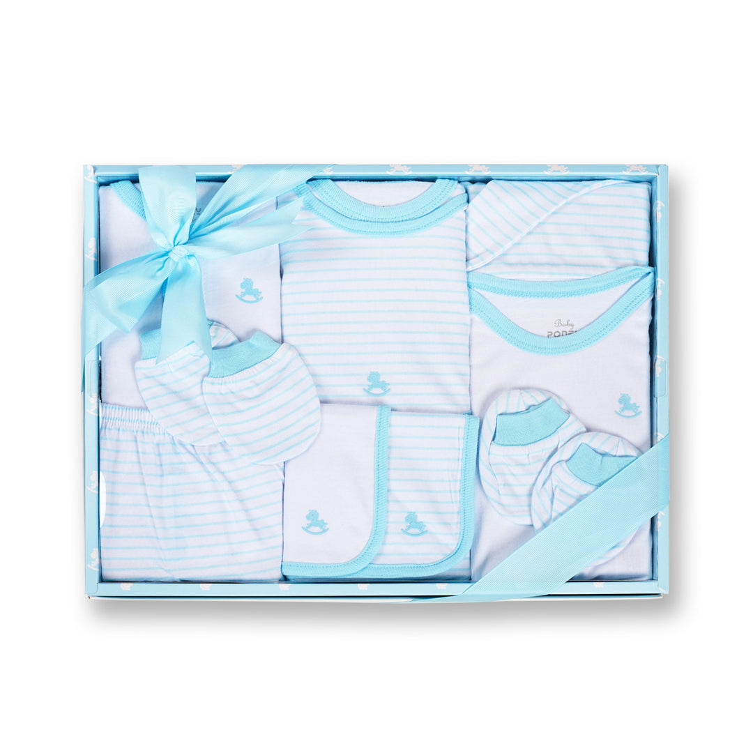 Poney Baby Boys Blue 10-Piece Set Gift Box
