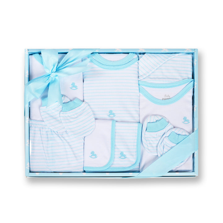 Poney Baby Boys Blue 10-Piece Set Gift Box