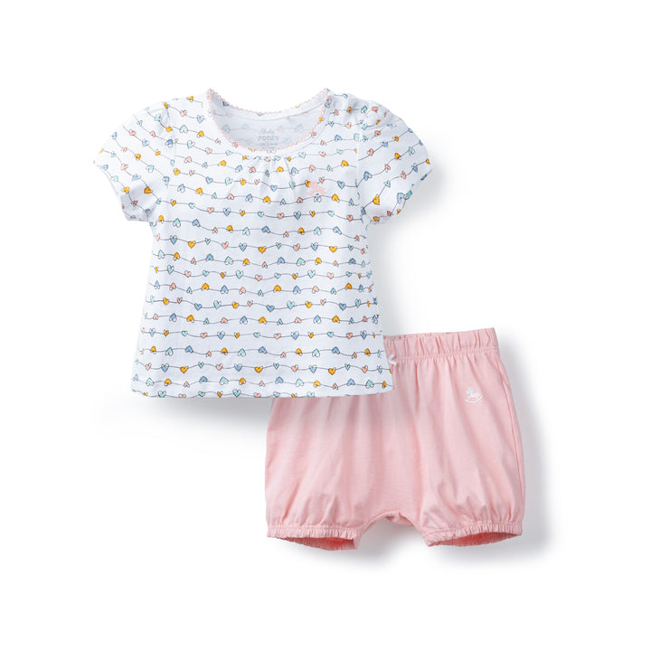 Poney Baby Girls White Short Sleeve Top & Shorts Set