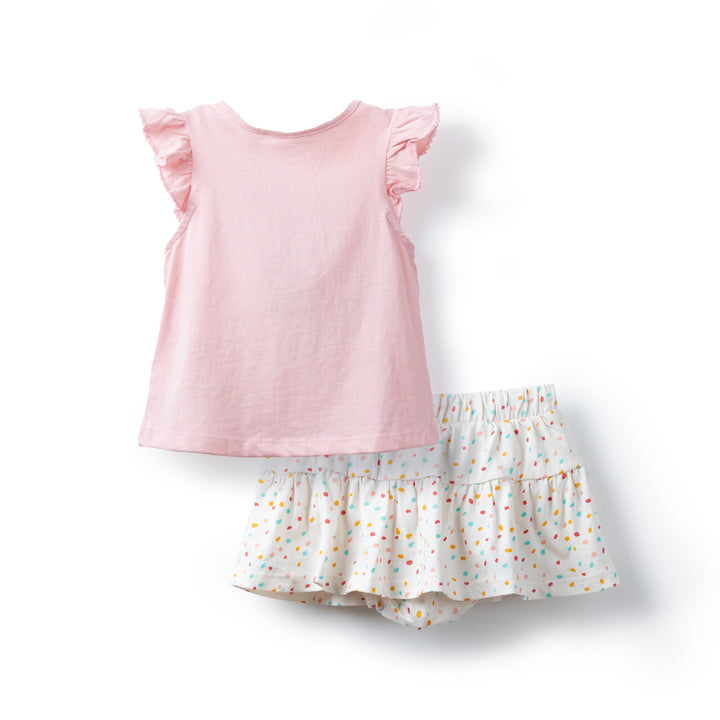 Poney Baby Girls Pink Short Sleeve Top & Skirt Set