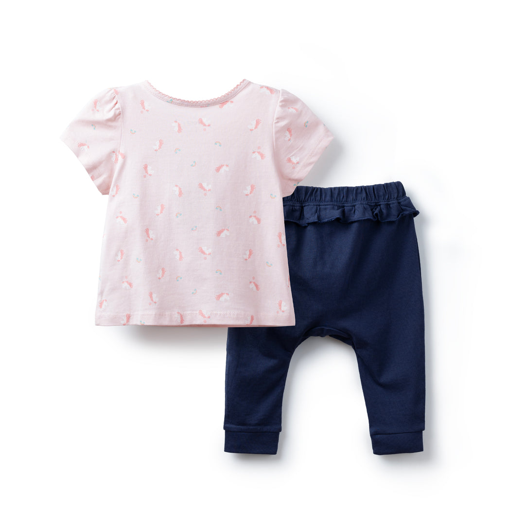 Poney Baby Girls Light Pink Short Sleeve Top & Long Pants Set