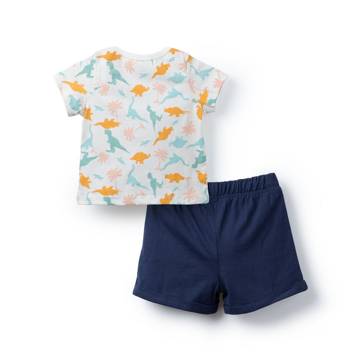 Poney Baby Boys Cream Dino Short Sleeve Top & Bermuda Set