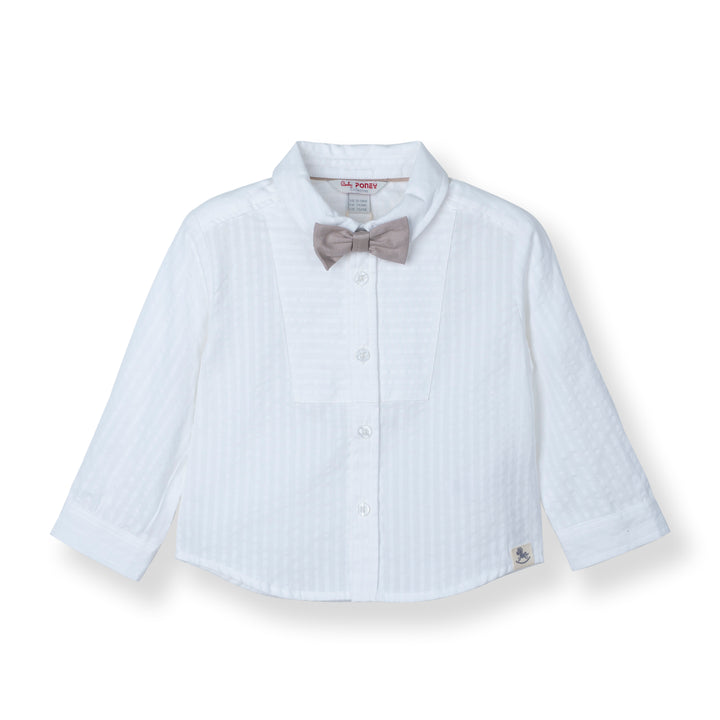 [NEW] Poney Baby Boys White Long Sleeve Shirt with Bowtie