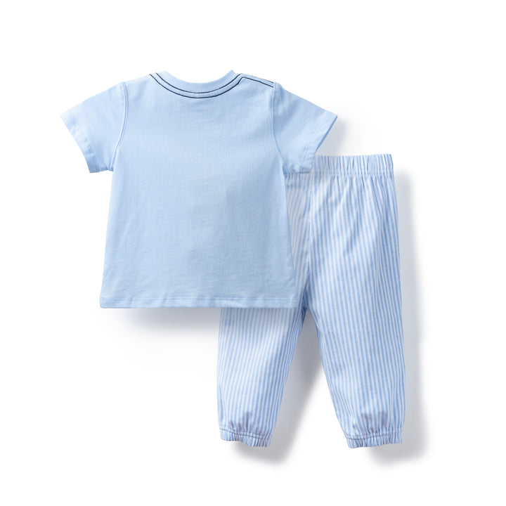 Poney Baby Boys Light Blue Short Sleeve Top & Long Pants Set