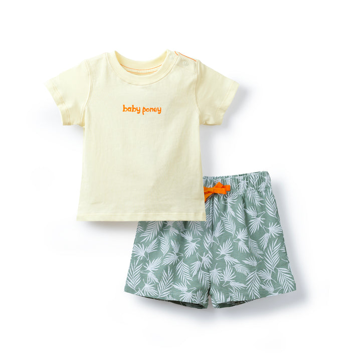 Poney Baby Boys Cream Summer Breeze Short Sleeve Top & Bermuda Set