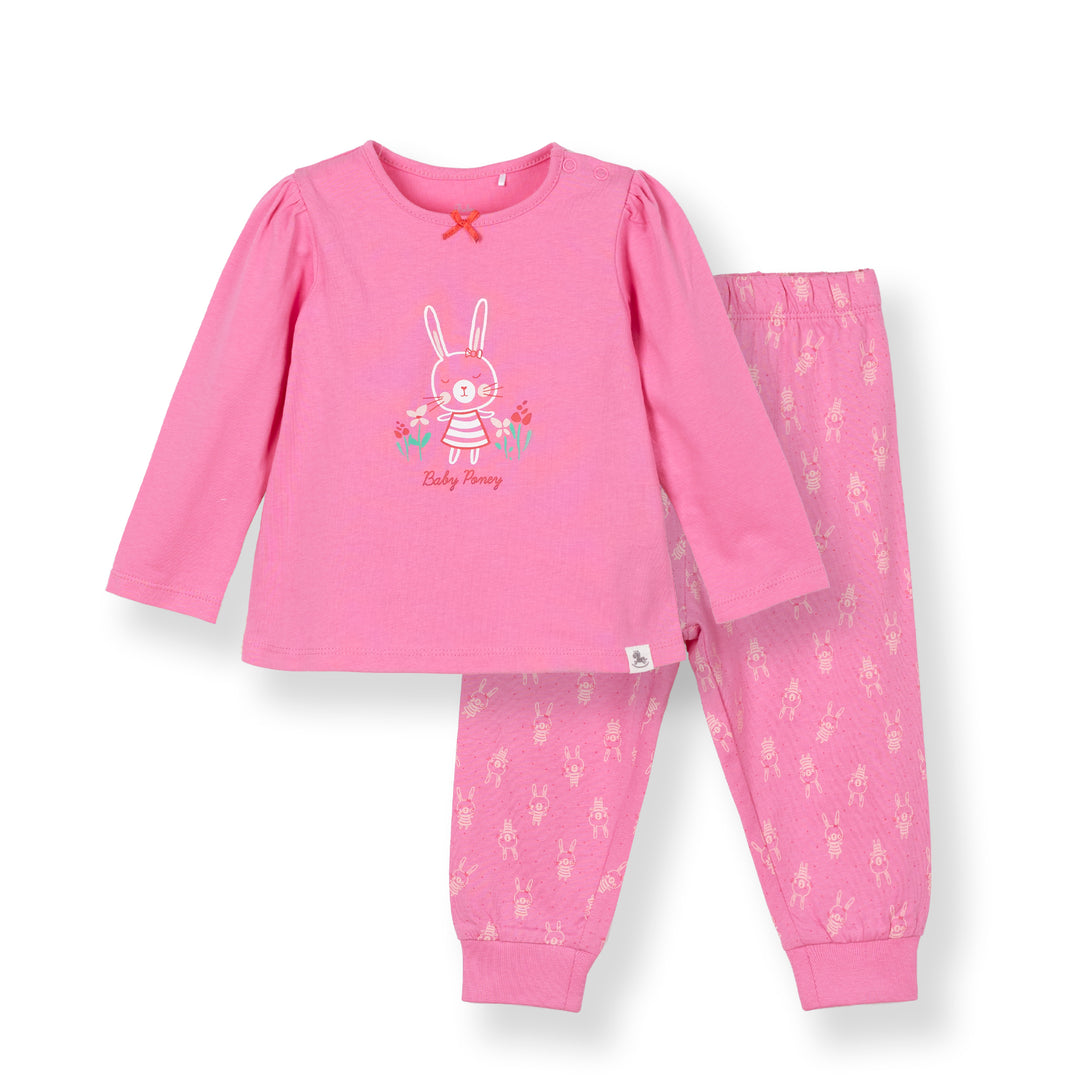 Poney Baby Girls Pink Bunny Little Garden Pyjamas