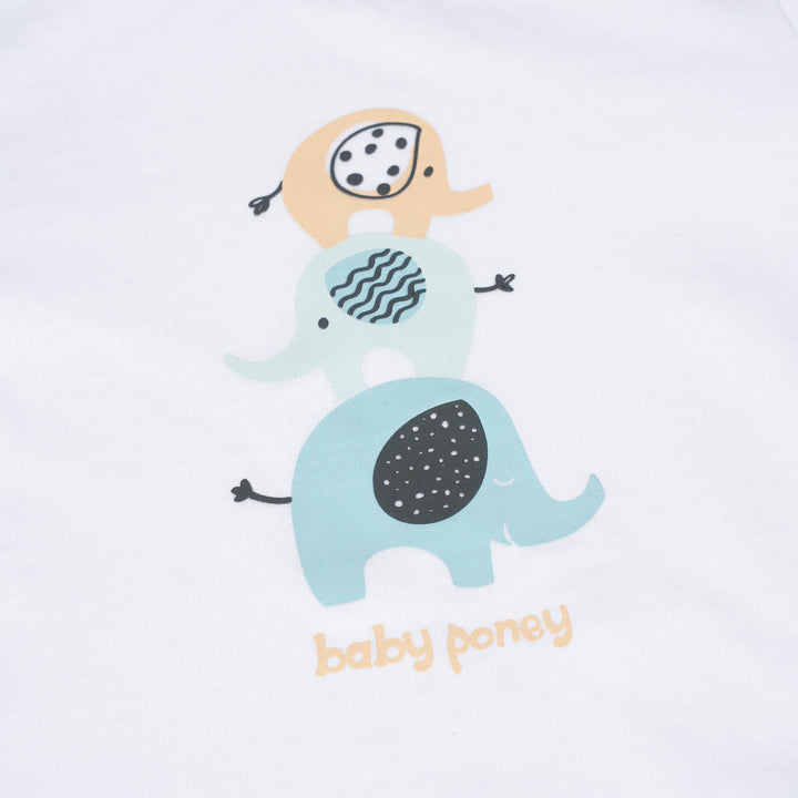 Poney Baby Boys White The Elephant Trio Pyjamas