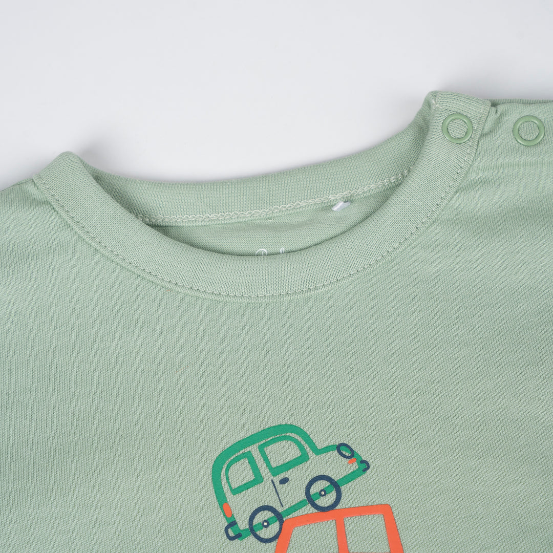 Poney Baby Boys Green Vroom Vroom Cars Pyjamas