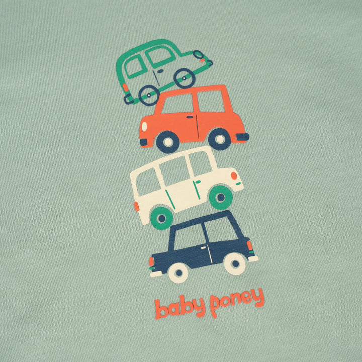 Poney Baby Boys Green Vroom Vroom Cars Pyjamas