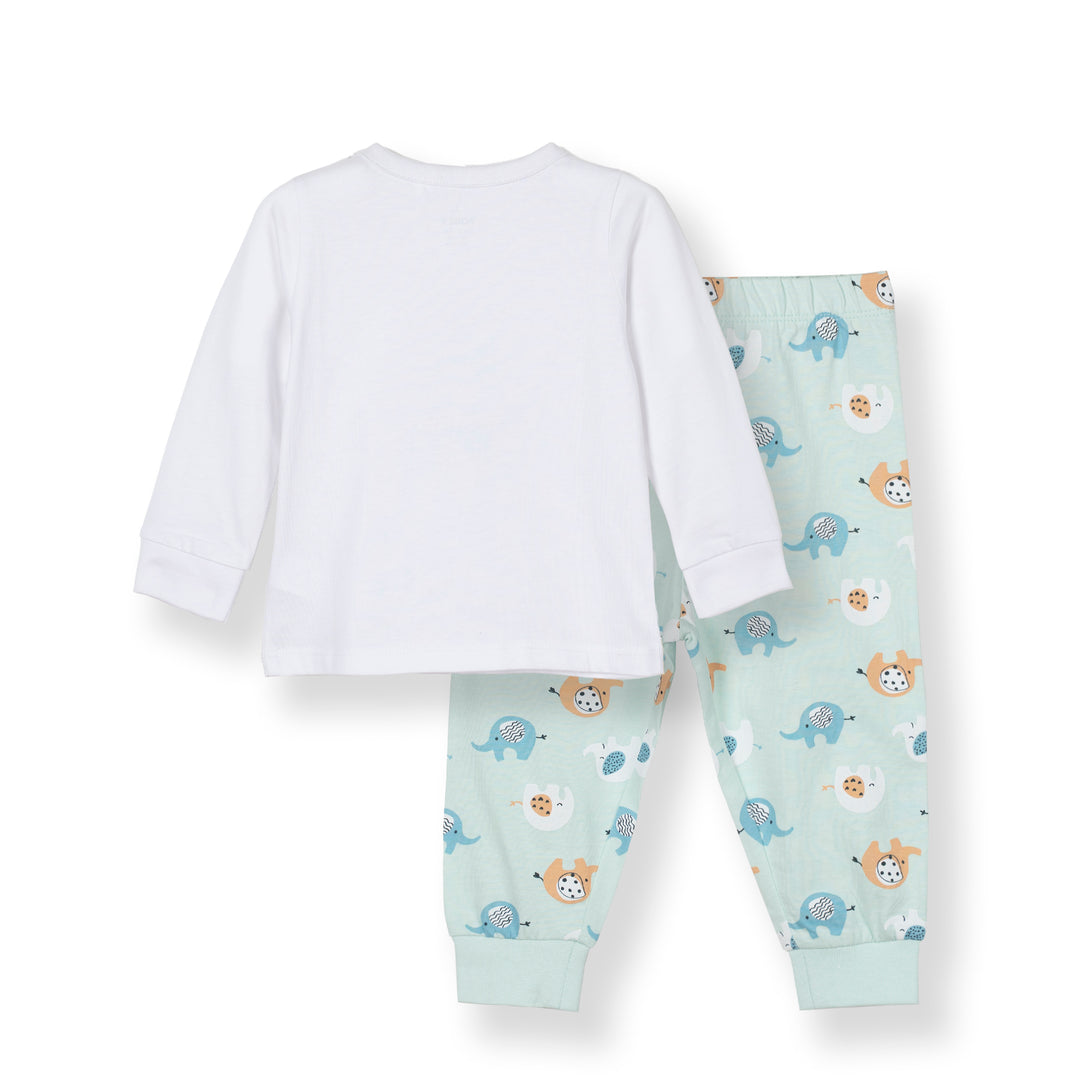 Poney Baby Boys White The Elephant Trio Pyjamas