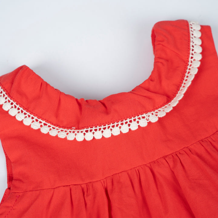 Poney Baby Girls Red Flourish Sleeveless Top