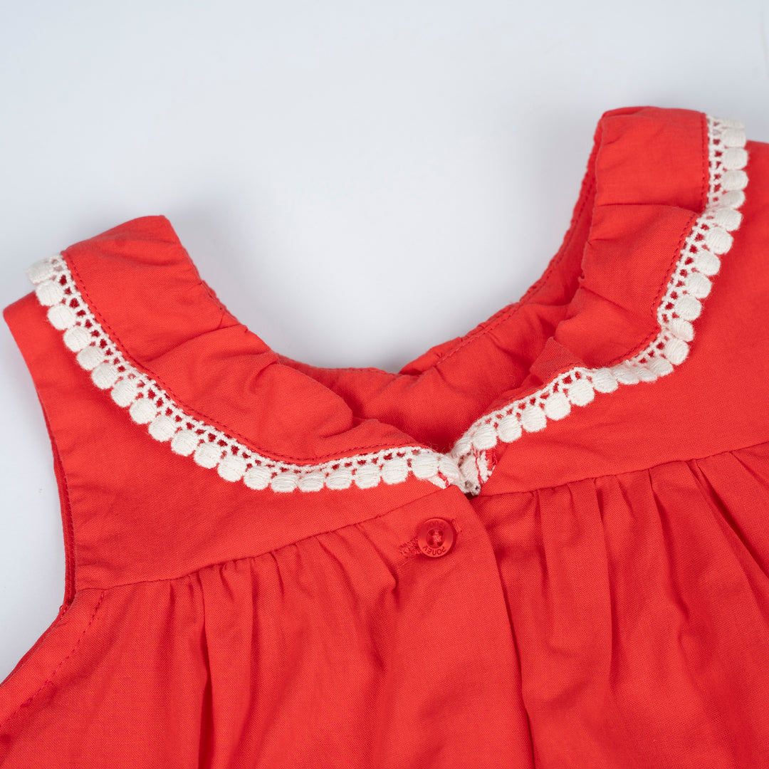 Poney Baby Girls Red Flourish Sleeveless Top