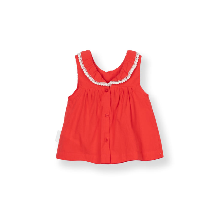 Poney Baby Girls Red Flourish Sleeveless Top