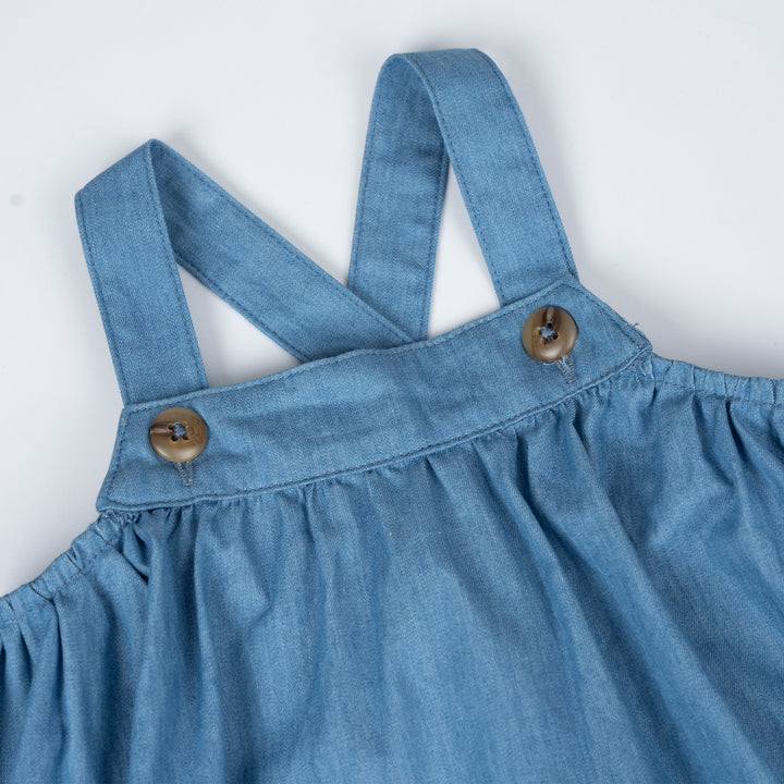 Poney Baby Girls Denim Dungaree Dress And Panty Set