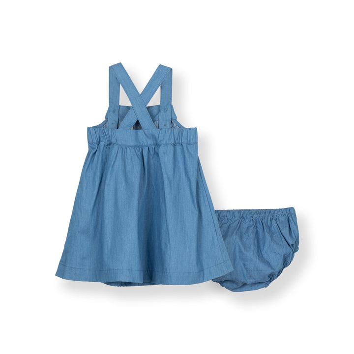 Poney Baby Girls Denim Dungaree Dress And Panty Set