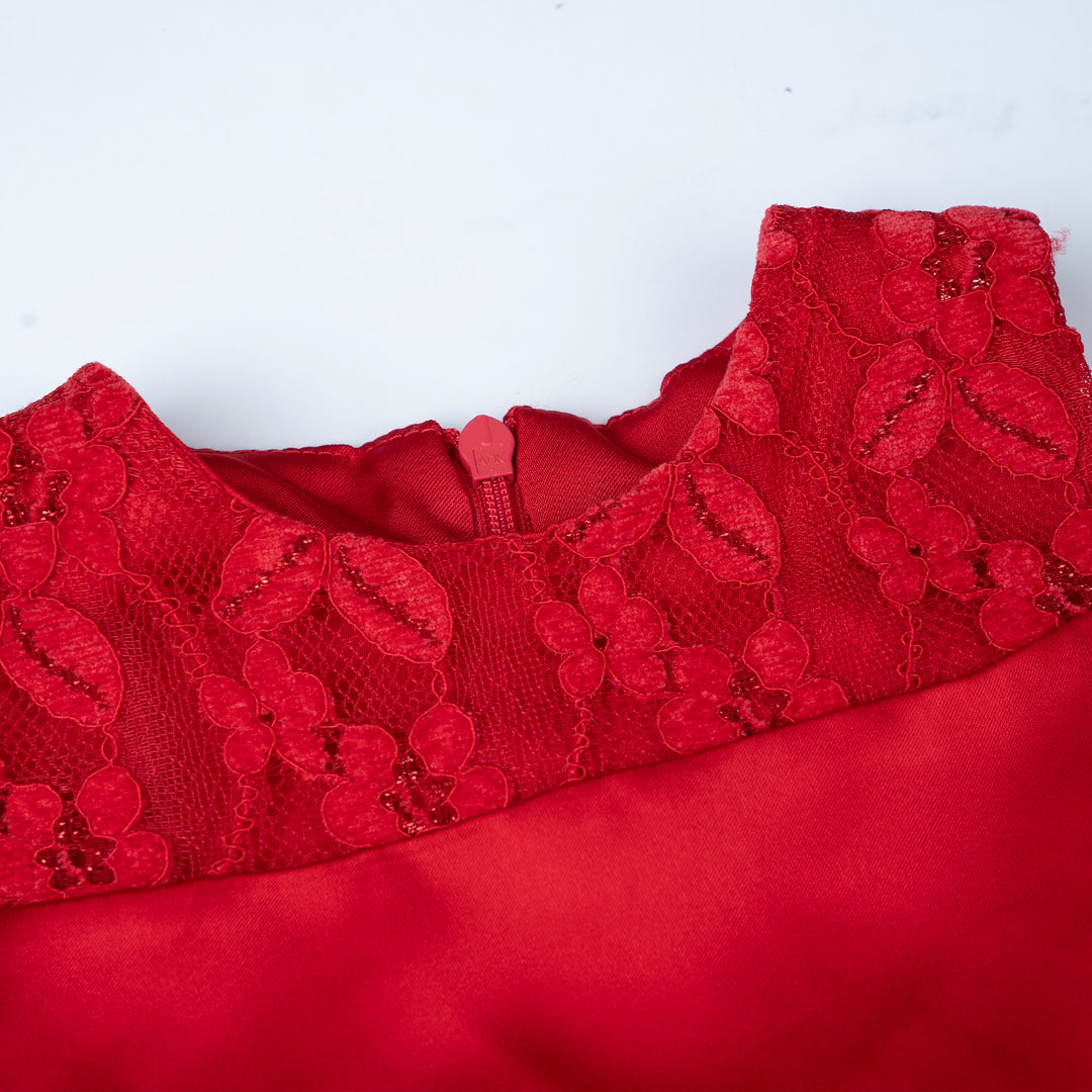 Poney Baby Girls Ruby Red Dress with Panty & Headband Set
