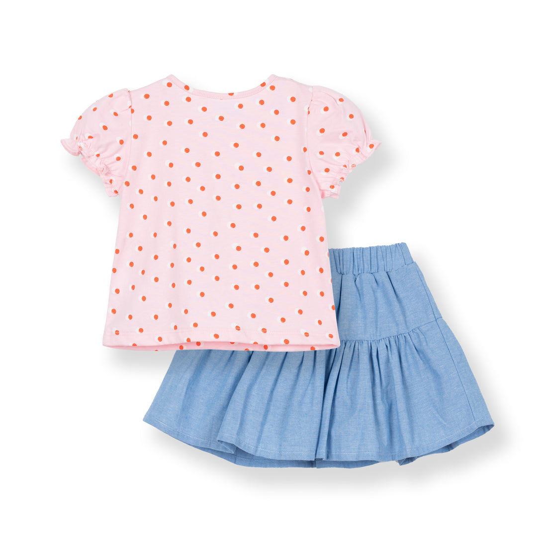 Poney Baby Girls Reiko Light Pink Short Sleeve Top and Skirt Set