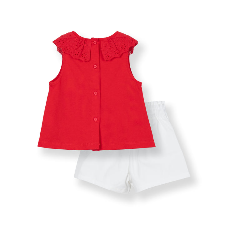 Poney Baby Girls Vala Red Sleeveless Top and Shorts Set