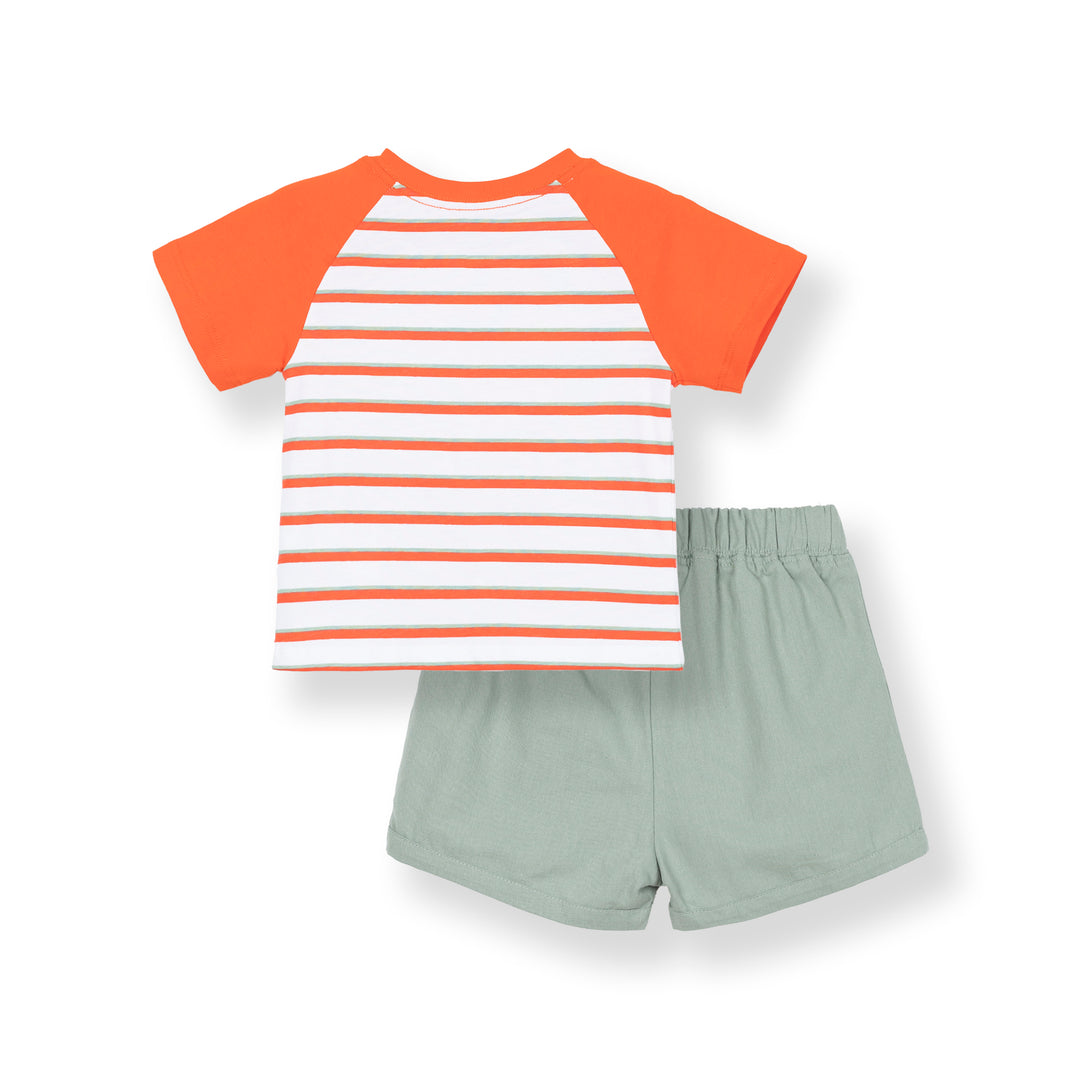 Poney Baby Boys Lando Red Short Sleeve Top and Bermuda Set