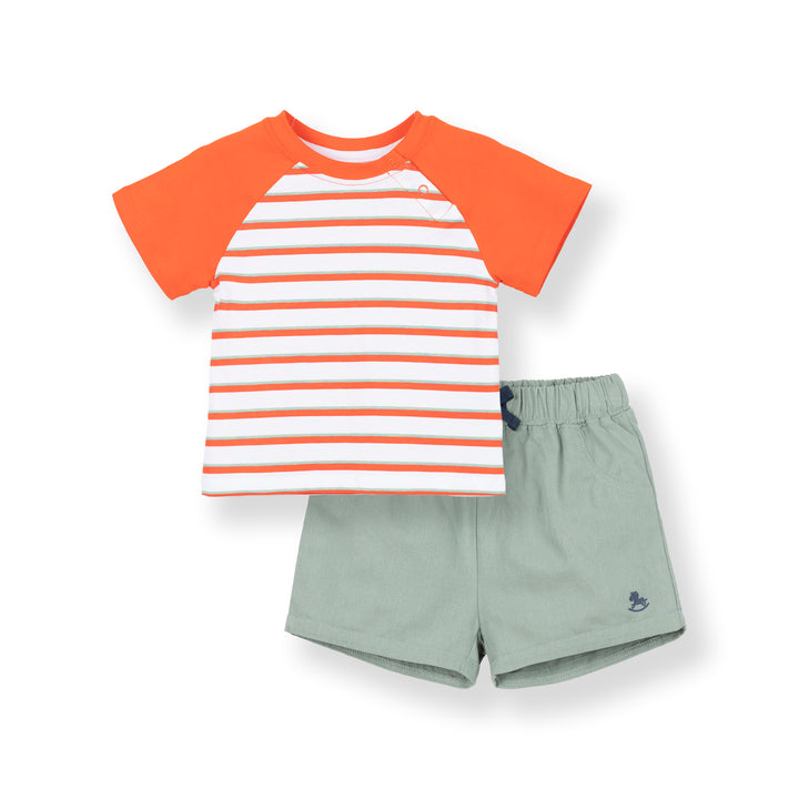 Poney Baby Boys Lando Red Short Sleeve Top and Bermuda Set